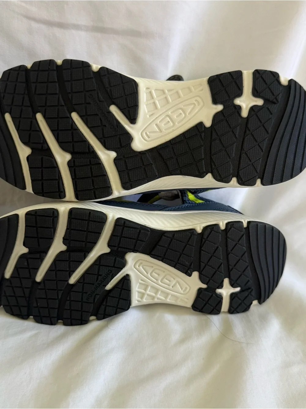 KEEN Motozoa Kids Blue‎ Sandals with Neon Yellow and Orange Accents